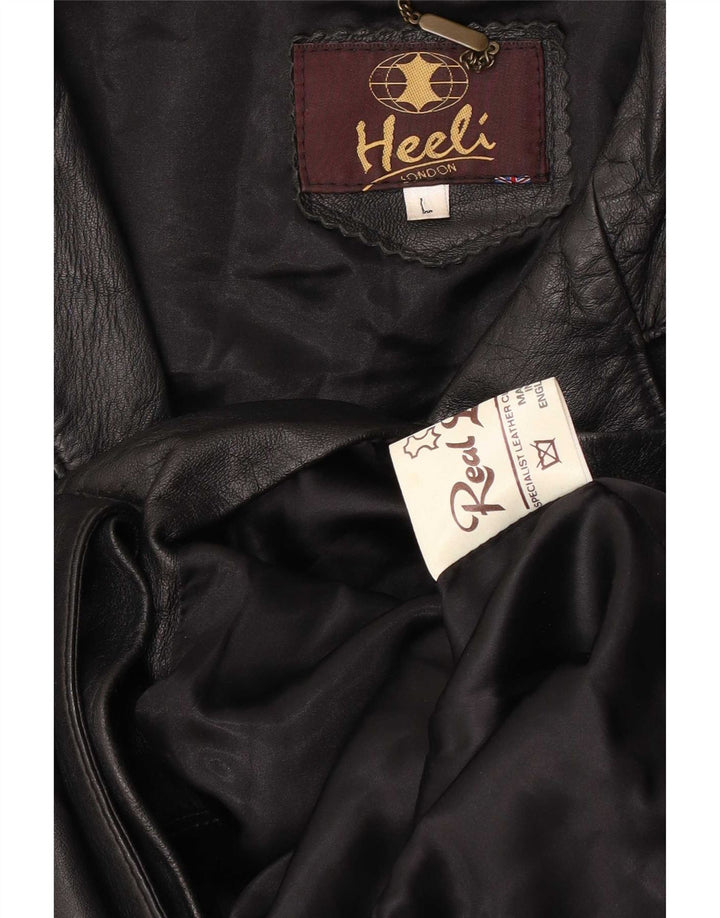 Heeli Cappotto in pelle da uomo UK 40 Large Nero