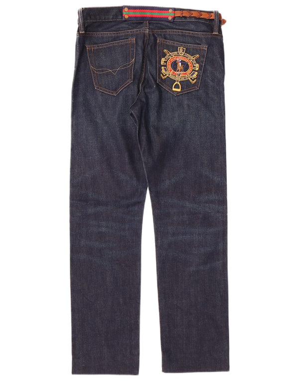 Jeans dritti da equitazione da donna Ralph Lauren W27 L28 cotone blu navy