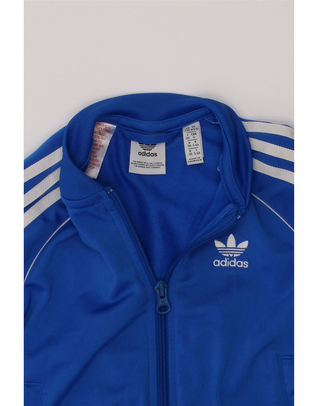 Giacca superiore della tuta da ragazzo ADIDAS 5-6 anni in poliestere blu