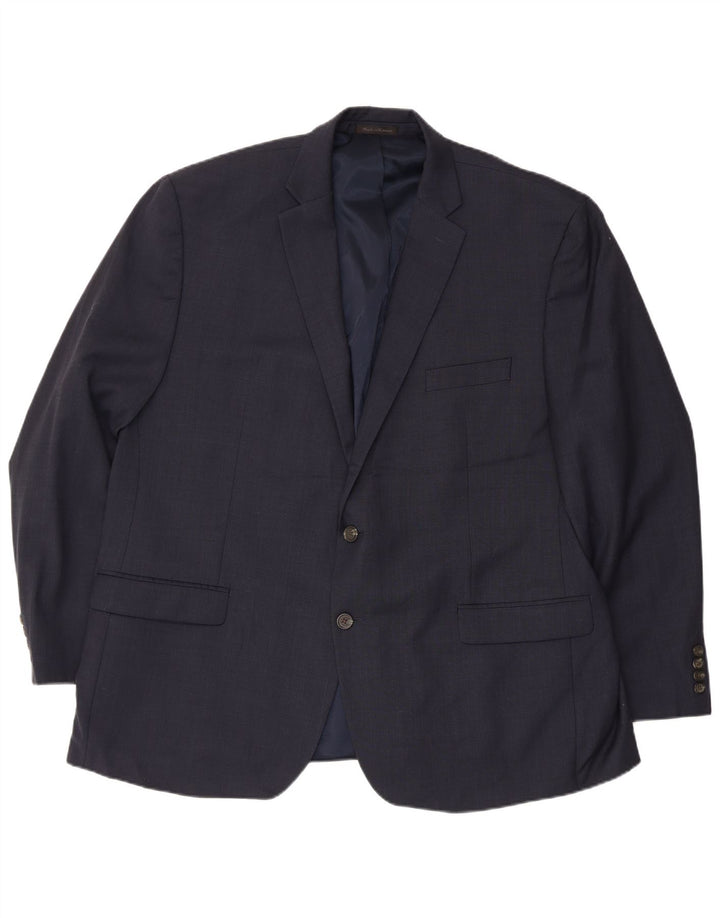 Giacca blazer da uomo a 2 bottoni Chaps IT 50 grande in lana blu navy