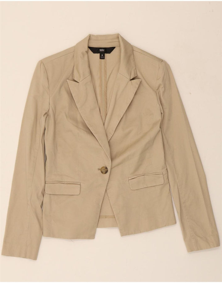 MOSSIMO Womens 1 Button Blazer Jacket US 8 Medium Beige Cotton Vintage Mossimo and Second-Hand Mossimo from Messina Hembry 