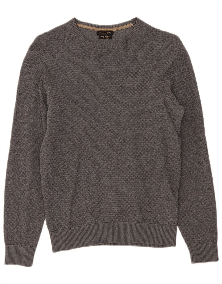 Massimo Dutti Maglione da uomo con scollo a barchetta piccolo in cotone grigio