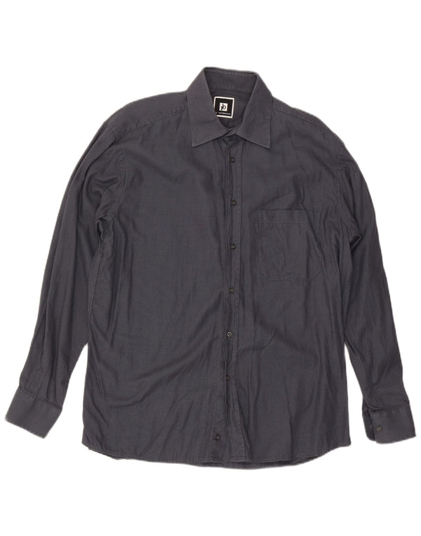 Camicia da uomo Roccobarocco taglia 40 15 3/4 cotone a quadri grigio medio