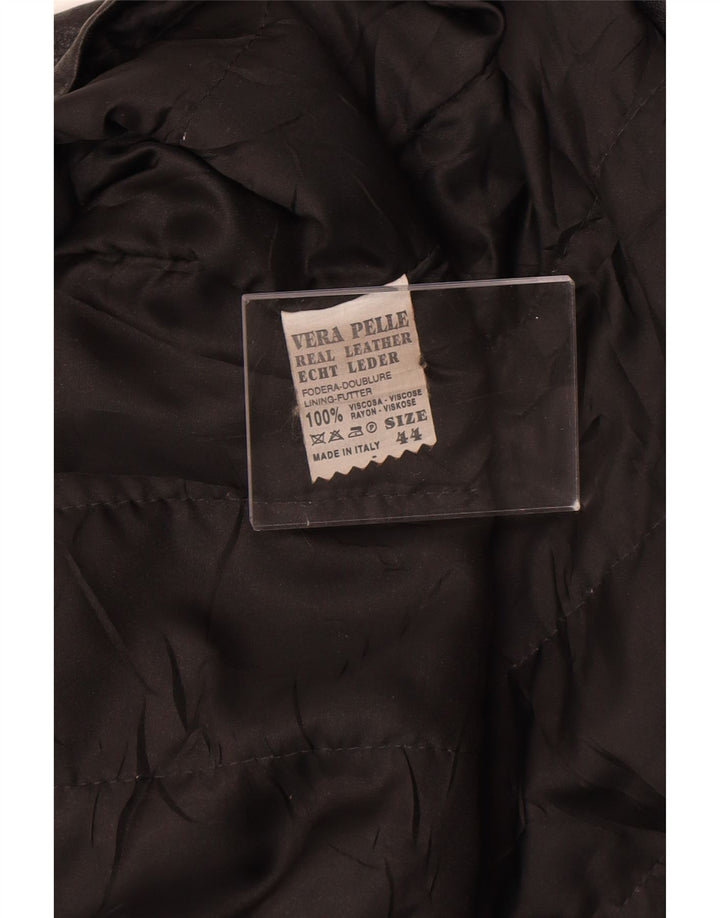 Giacca in pelle da donna vintage IT 44 media in pelle nera