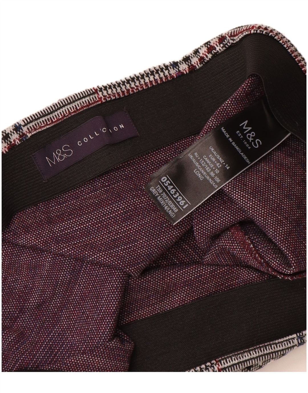 Gonna dritta da donna Marks & Spencer UK 14 Large W32 Poliestere a quadri grigio