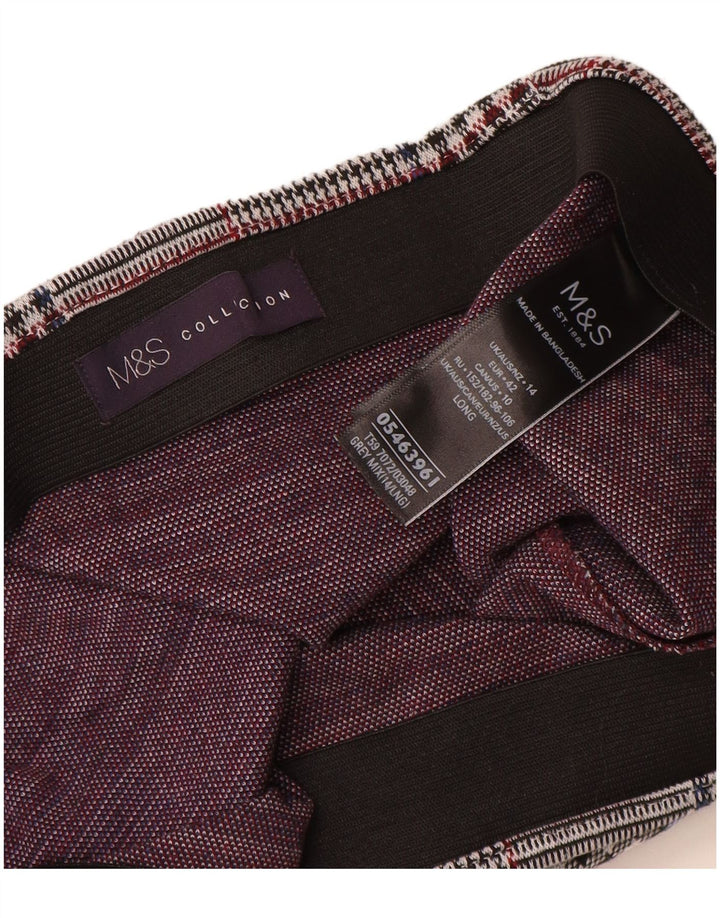 Gonna dritta da donna Marks & Spencer UK 14 Large W32 Poliestere a quadri grigio