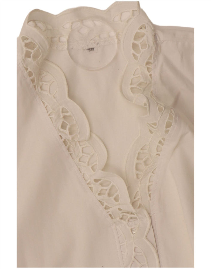 Camicetta vintage da donna a maniche corte EU 38 bianca media