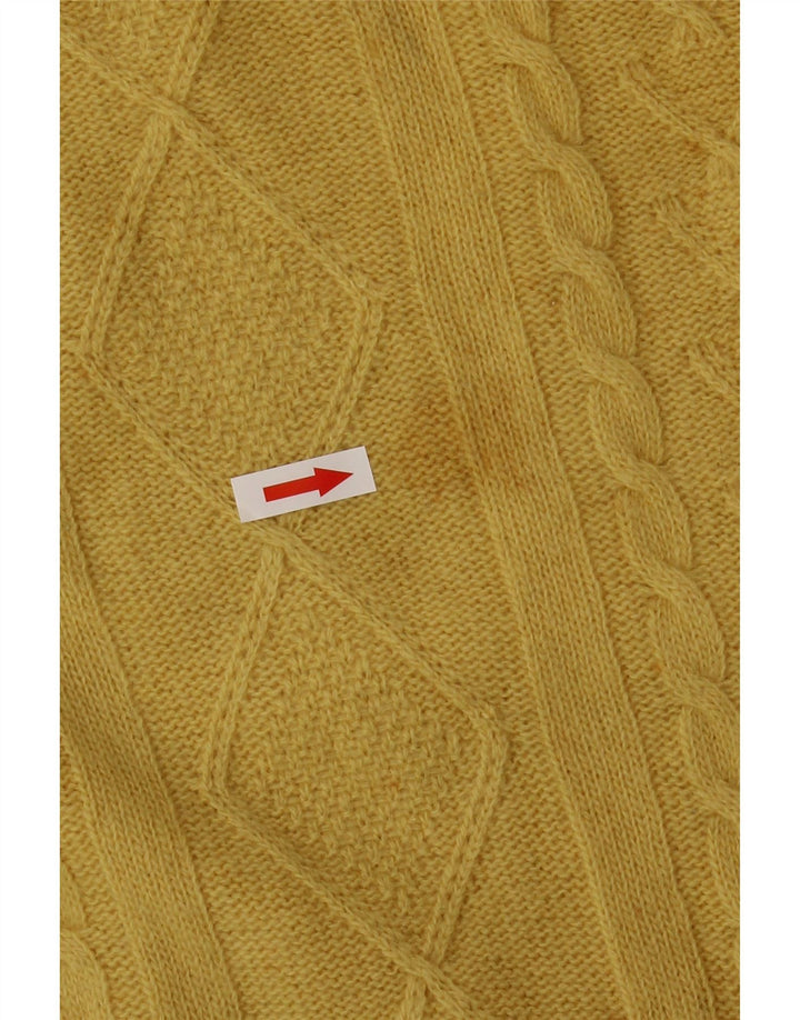 Maglione maglione collo alto da donna BENETTON UK 10 piccolo giallo