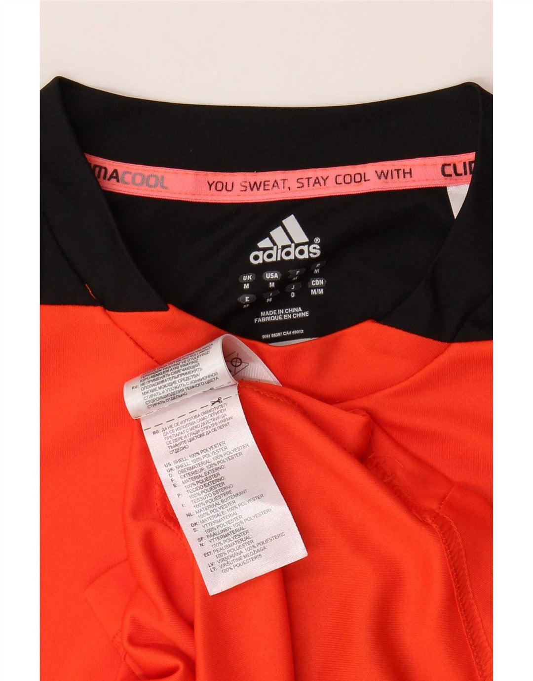 T-shirt Adidas Climacool da uomo Top in poliestere color block arancione medio