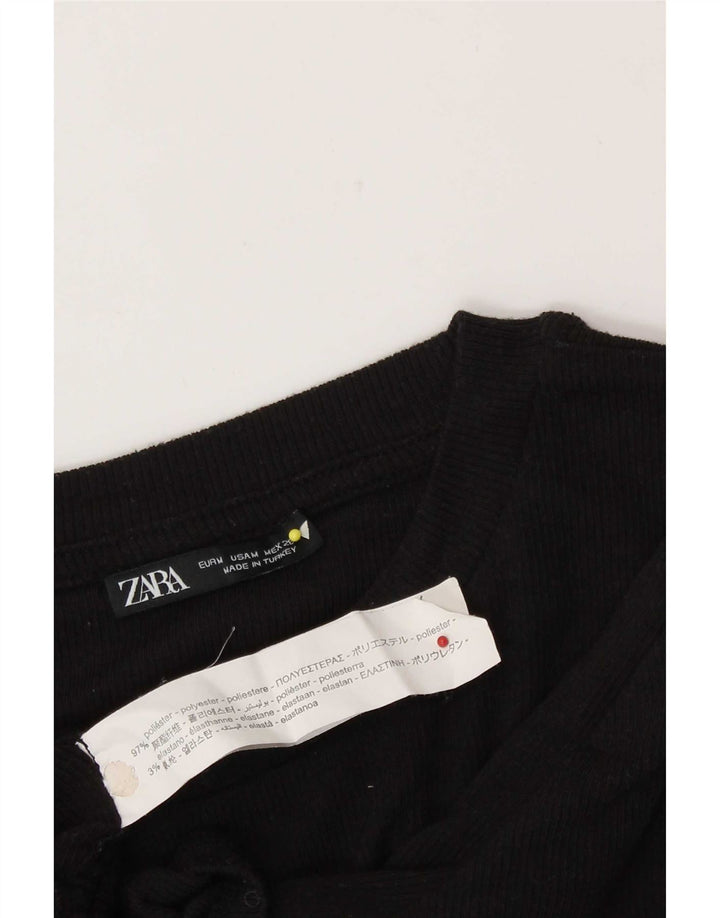 Top corto in camicetta corta da donna Zara UK 12 poliestere nero medio