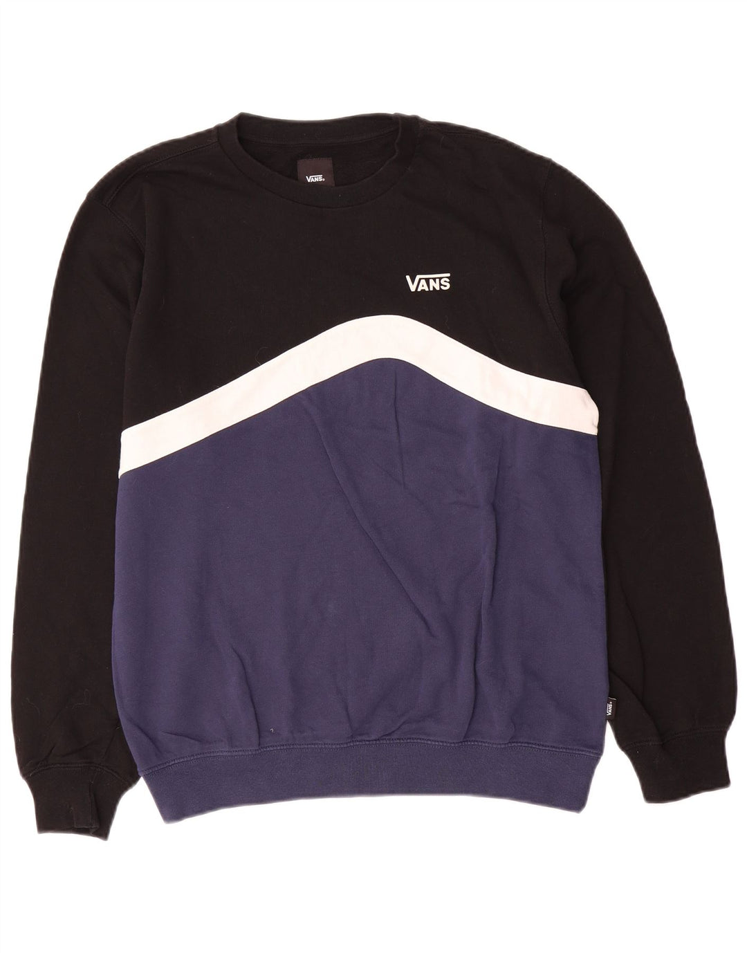 Felpa da uomo Vans, maglione piccolo, colore nero, in cotone color block