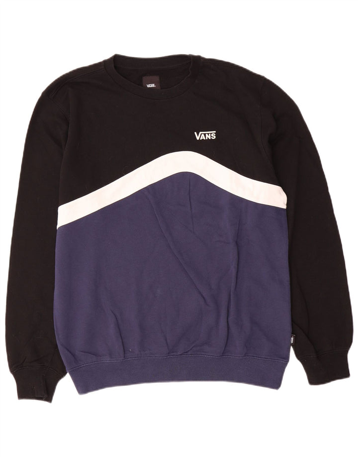 Felpa da uomo Vans, maglione piccolo, colore nero, in cotone color block