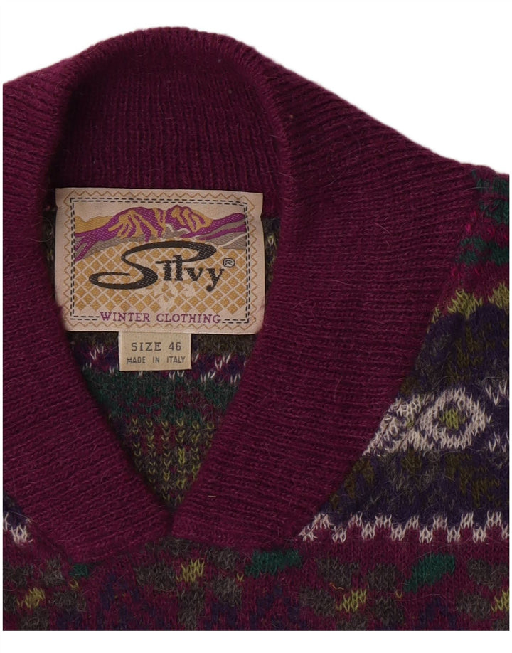 Maglione da donna con scollo a V Silvy IT 46 Grande floreale viola