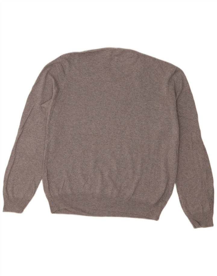 Maglione da uomo con scollo a V Marks & Spencer in cotone grigio medio