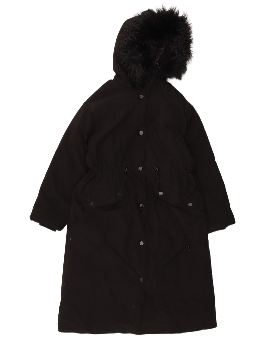 Soprabito oversize con cappuccio da donna ZARA UK 6 XS nylon nero