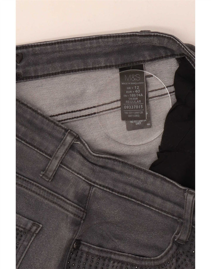 Jeans dritti da donna Marks & Spencer UK 12 medio W30 L29 cotone grigio