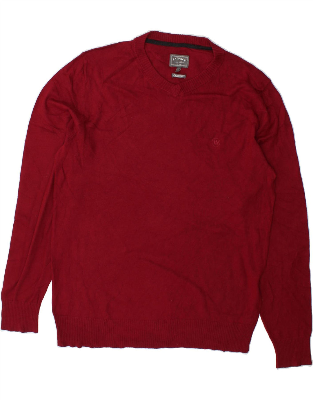 FAT FACE Mens V-Neck Jumper Sweater Medium Maroon Cotton Vintage Fat Face and Second-Hand Fat Face from Messina Hembry 