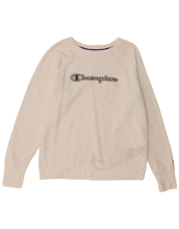 Champion Womens Graphic Sweatshirt Jumper UK 16 Large White Polyester