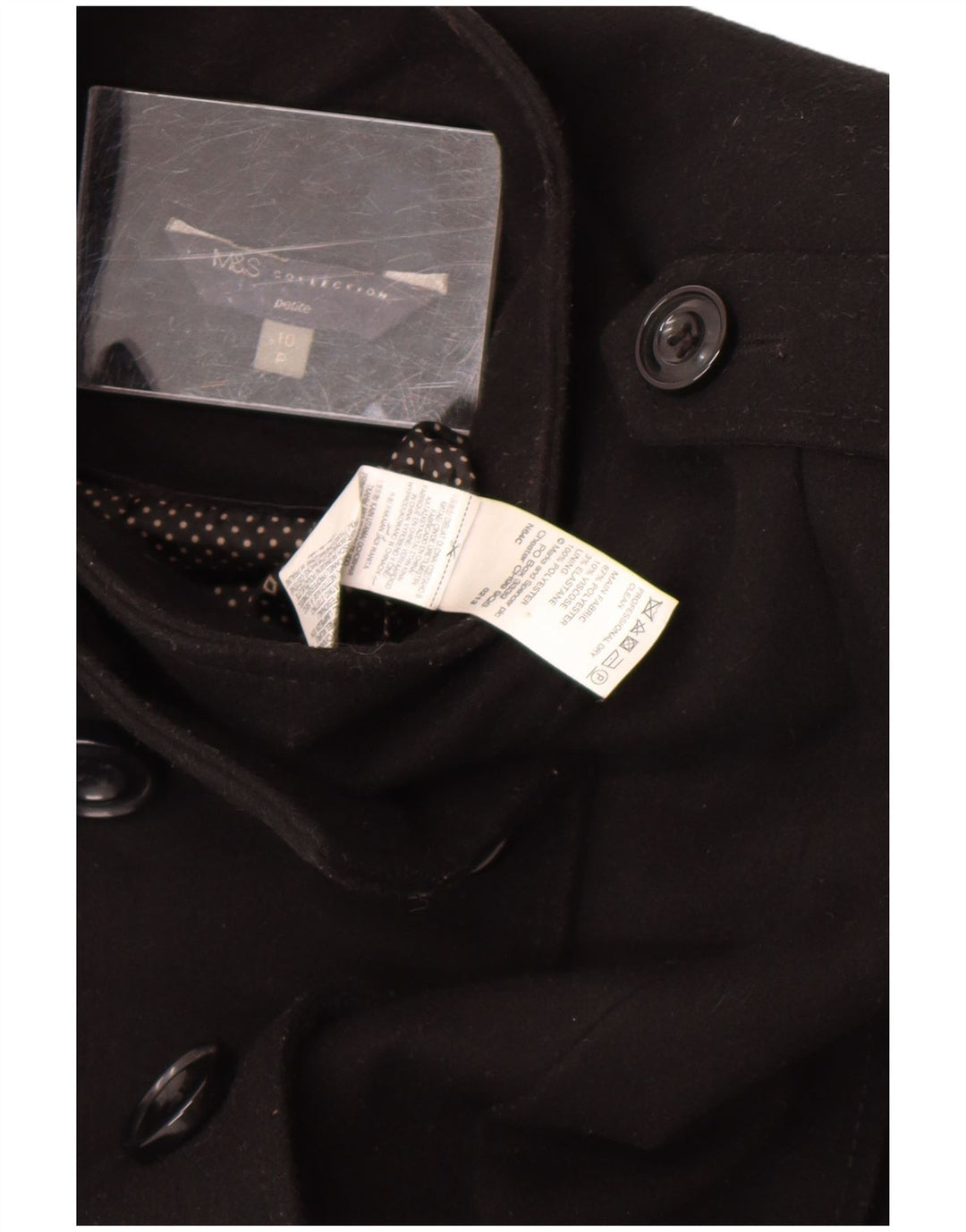 Cappotto da marinaio Petite da donna Marks & Spencer UK 10 piccolo poliestere nero