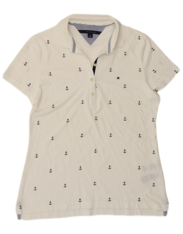 Polo da donna Tommy Hilfiger UK 12 Medium White Spotted Cotton Nautical