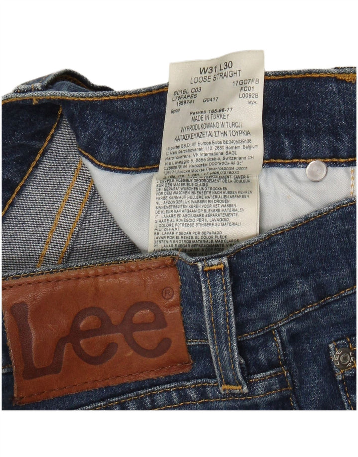 LEE Mens Straight Loose Fit Denim Shorts W31 Medium Blue Cotton