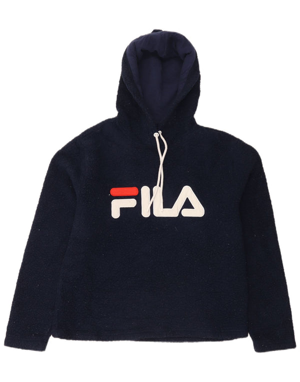 Felpa con cappuccio grafica in pile da donna Fila UK 14 poliestere medio blu navy