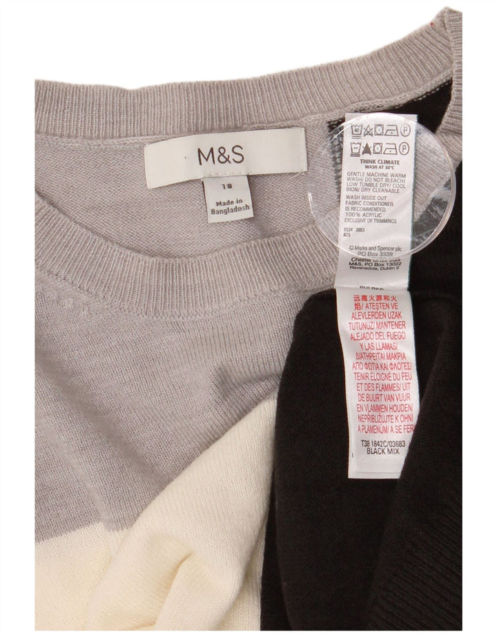 MARKS & SPENCER maglione da donna con scollo a barca UK 18 XL multicolore