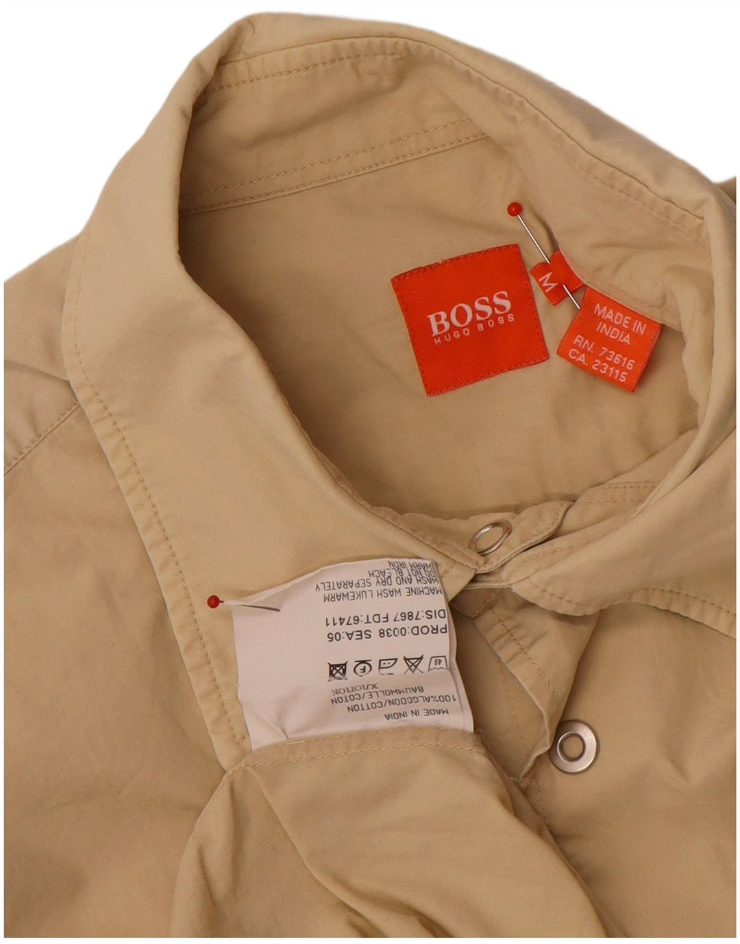 Camicia a maniche corte da uomo Hugo Boss in cotone beige medio