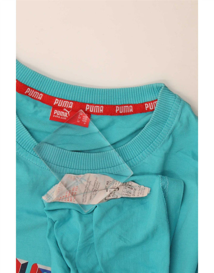 T-shirt grafica da uomo Puma Top in cotone blu medio
