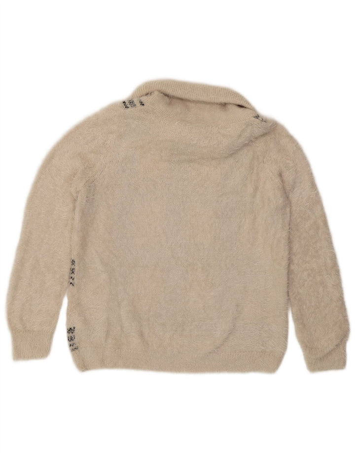 Maglione maglione a collo alto da donna Marks & Spencer UK 16 grande motivo a quadri beige