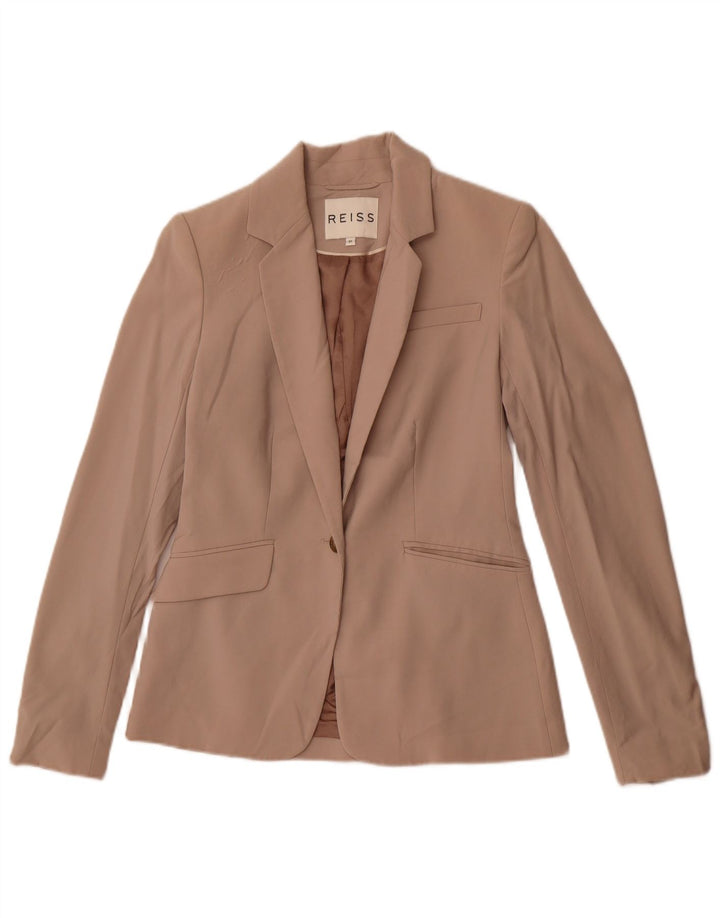 Giacca blazer da donna a 1 bottone Reiss UK 6 XS Beige Lana
