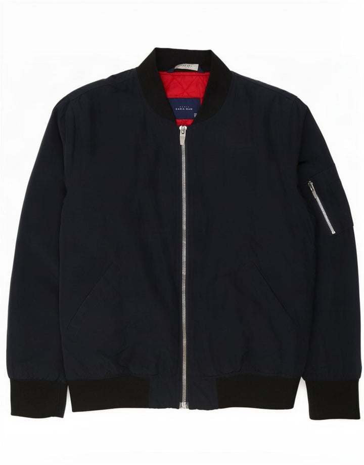 Giubbotto bomber da uomo Zara UK 40 Large in poliestere color block blu navy