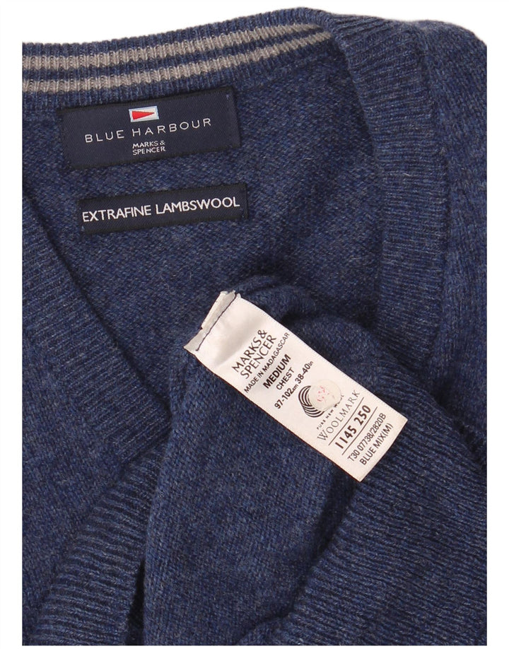 Canotta da uomo Marks & Spencer media lana d'agnello blu navy