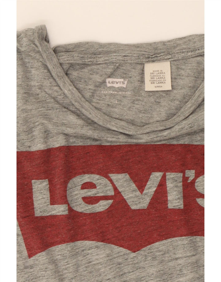 LEVI'S Womens Graphic T-Shirt Top UK 10 Small Grey Cotton Vintage Levi's and Second-Hand Levi's from Messina Hembry 