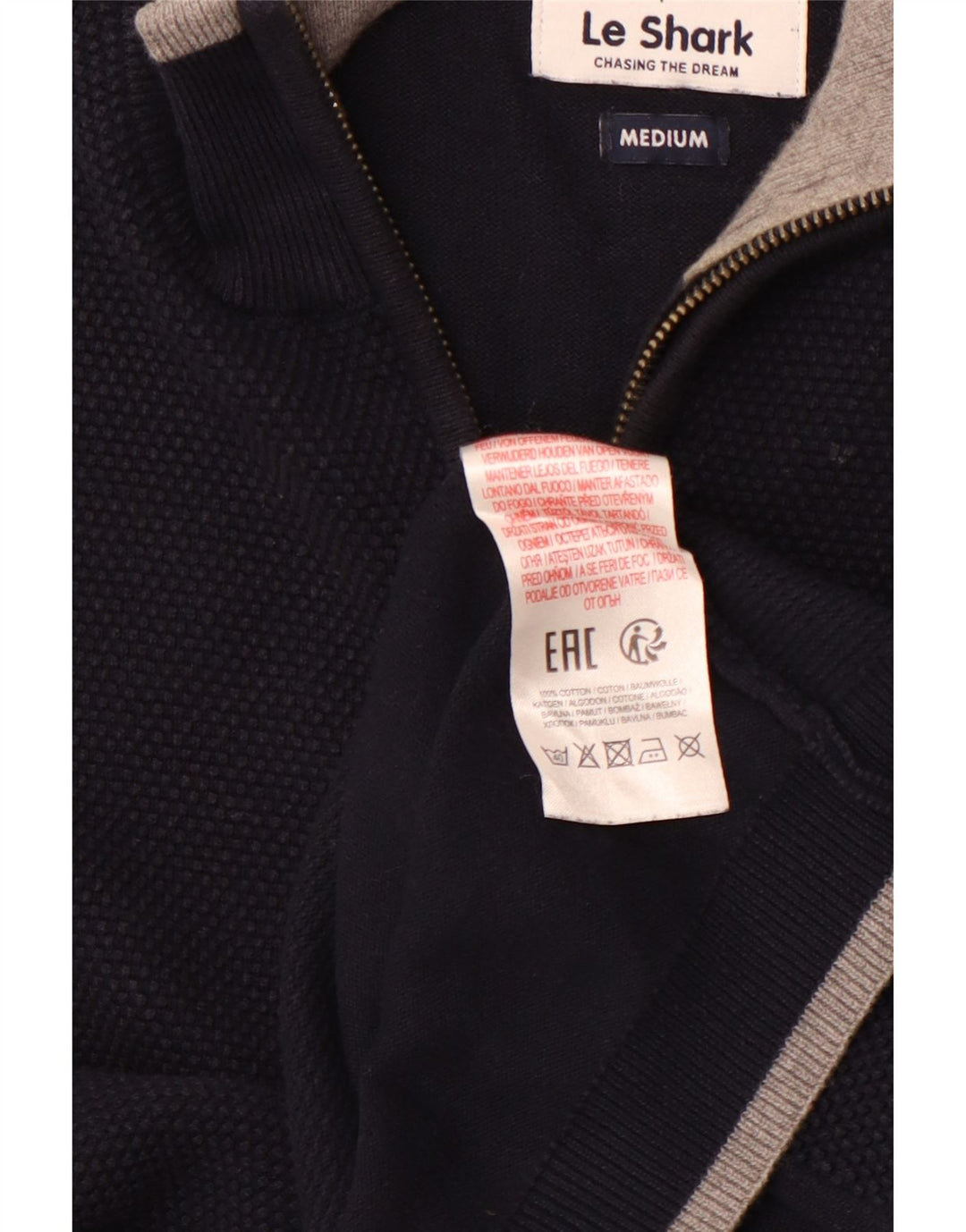 LE SHARK Maglione da uomo con zip e collo in cotone medio blu navy