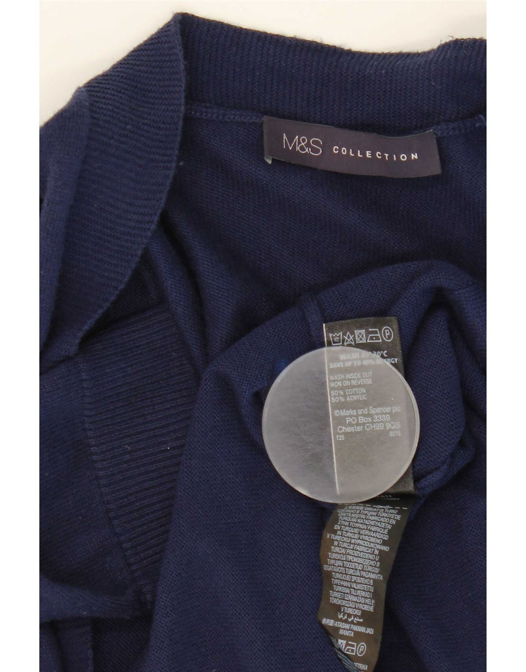 Maglione cardigan lungo da donna Marks & Spencer UK 12 medio blu navy
