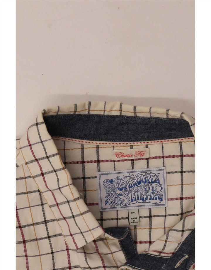 Camicia Joules da uomo vestibilità classica 2XL a quadri bianco sporco
