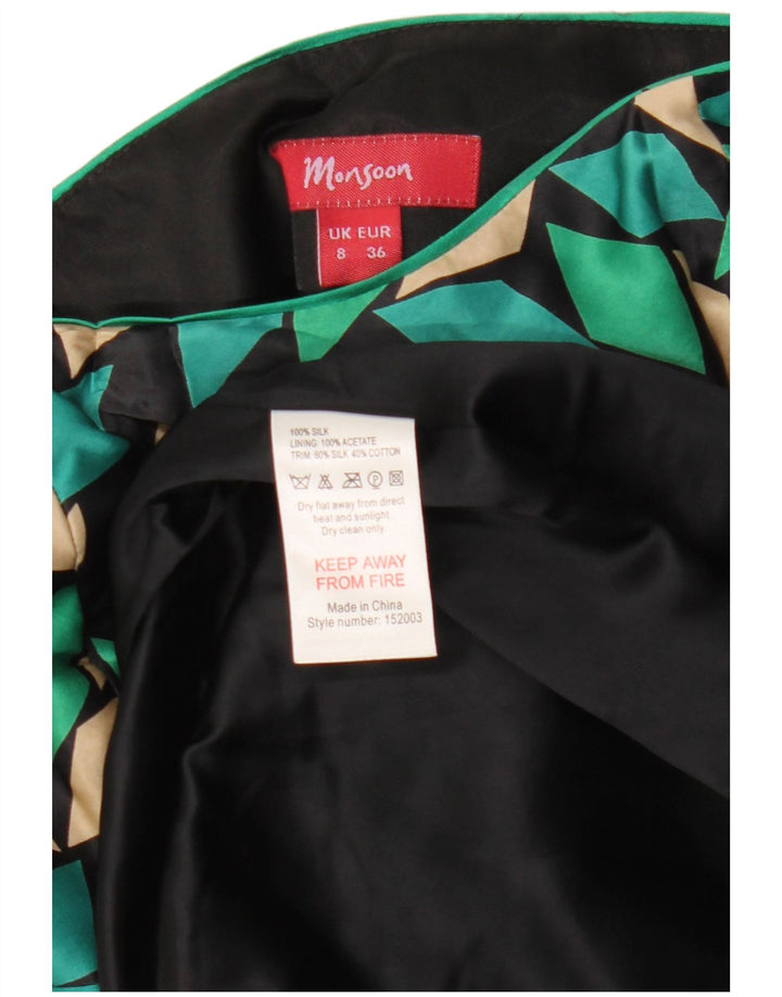 Abito senza spalline da donna Monsoon UK 8 Piccolo nero in seta geometrica