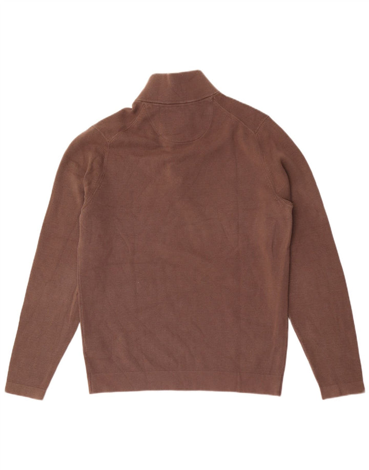 Massimo Dutti Maglione da uomo con zip e collo grande in cotone marrone