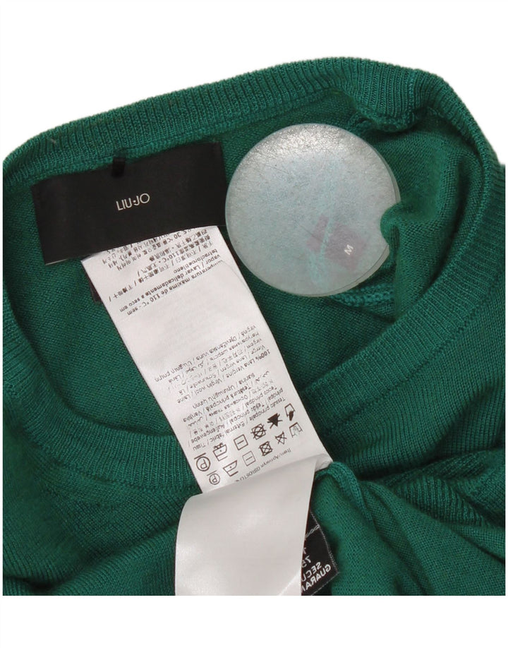 Maglione maglione girocollo da donna Liu Jo UK 12 Lana vergine verde medio