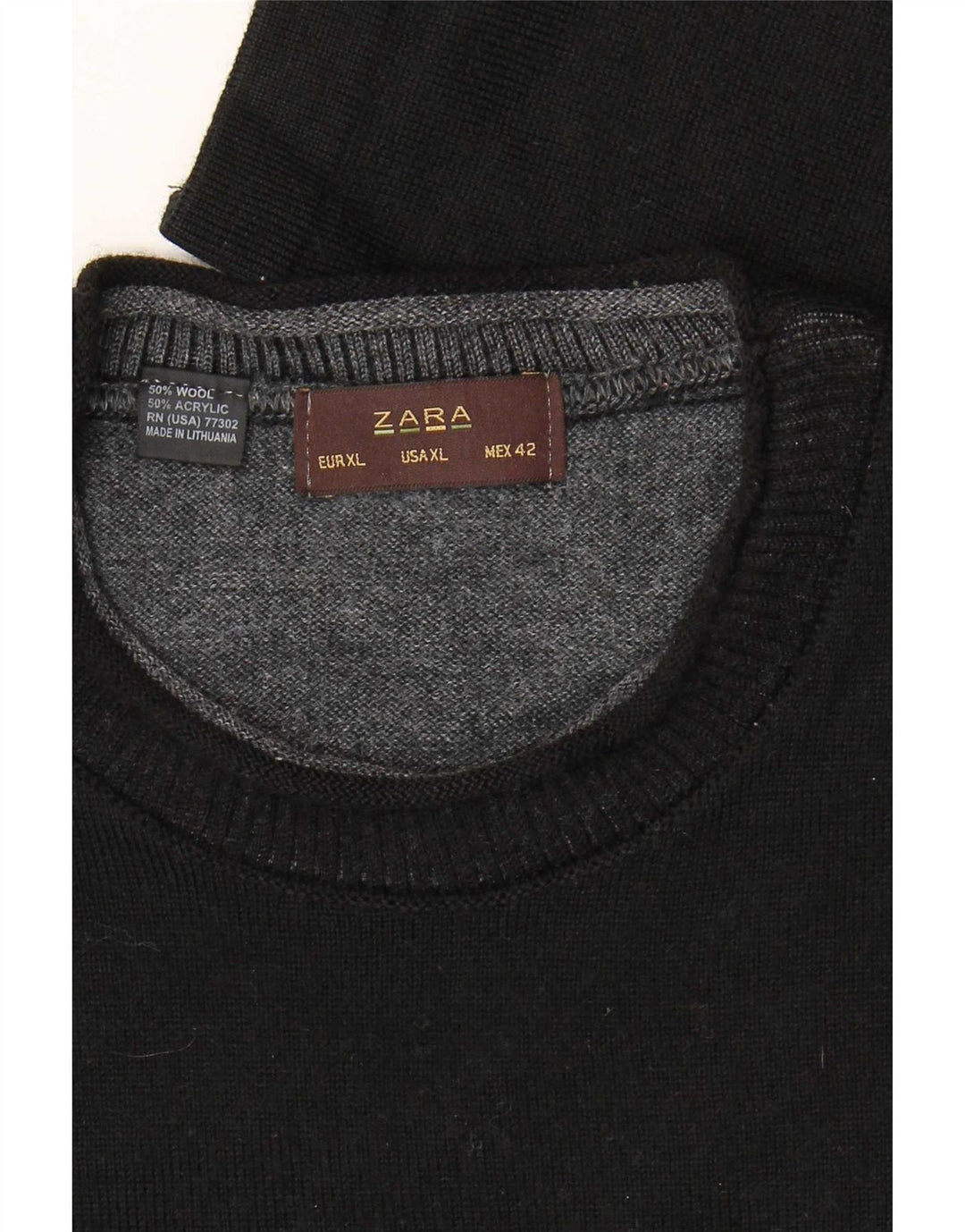Maglione maglione girocollo da uomo Zara XL in lana nera