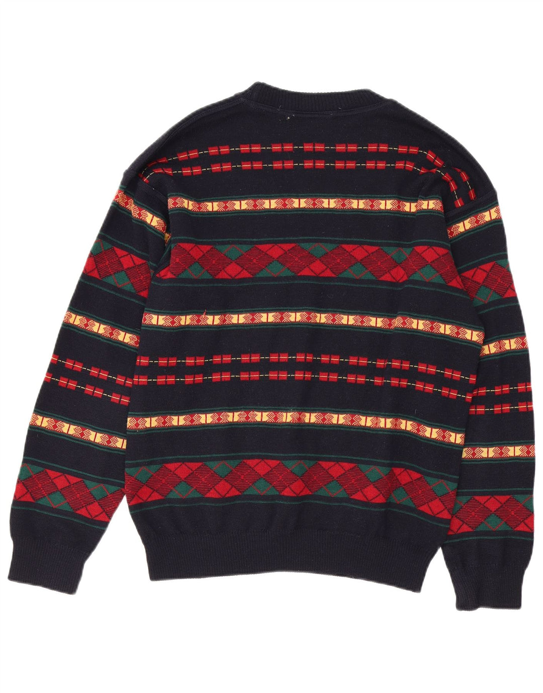 ONE WAY Mens Crew Neck Jumper Sweater Small Multicoloured Geometric