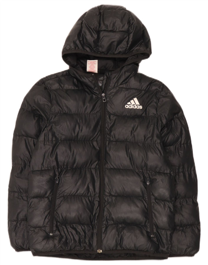 Giacca imbottita con cappuccio Adidas da ragazzo 11-12 anni in poliestere nero