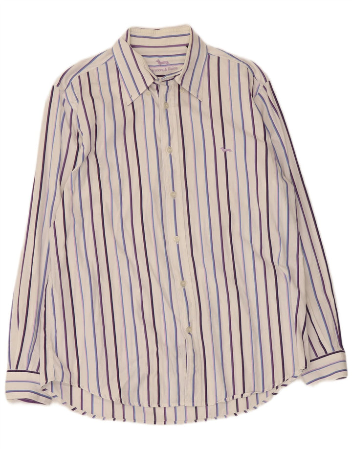 Camicia da uomo Harmont & Blaine XL in cotone gessato bianco
