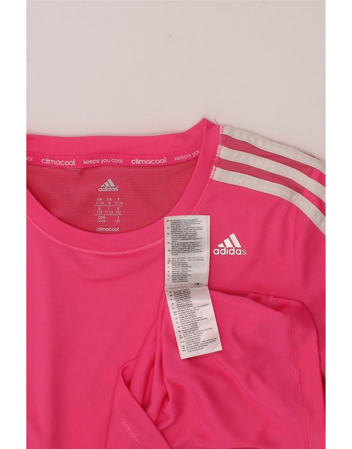 ADIDAS Girls Climacool T-Shirt Top 11-12 Years Pink Polyester Vintage Adidas and Second-Hand Adidas from Messina Hembry 