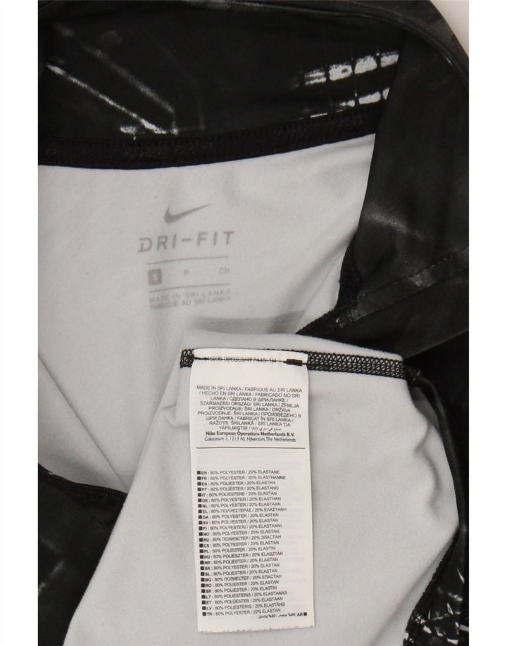 NIKE Womens Dri Fit Pullover Tracksuit Top UK 8 Small Black Geometric