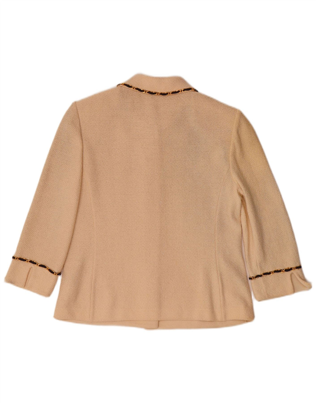 Maglione cardigan con maniche a 3/4 da donna VINTAGE US 8 lana bianca media