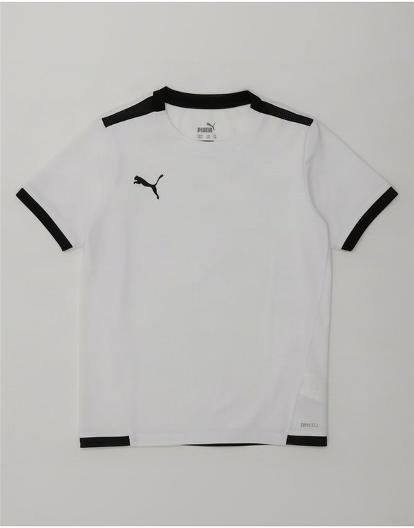 Maglietta Puma da ragazzo, 7-8 anni, in poliestere color block bianco