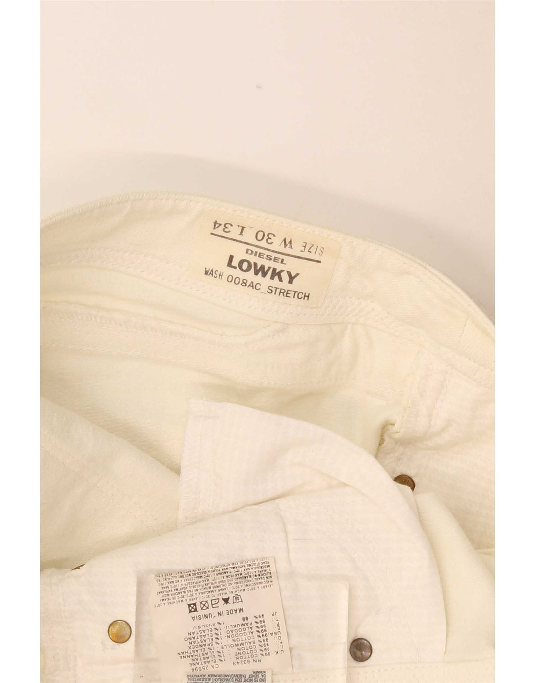 Jeans Lowky Slim da donna Diesel W30 L34 in cotone bianco sporco