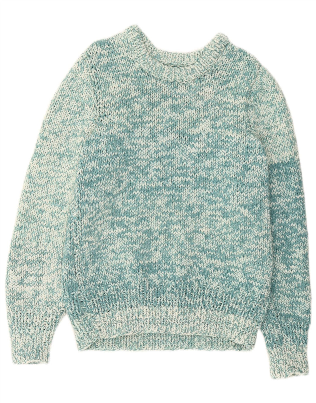 Maglione vintage da uomo con scollo a barca, piccolo turchese chiazzato